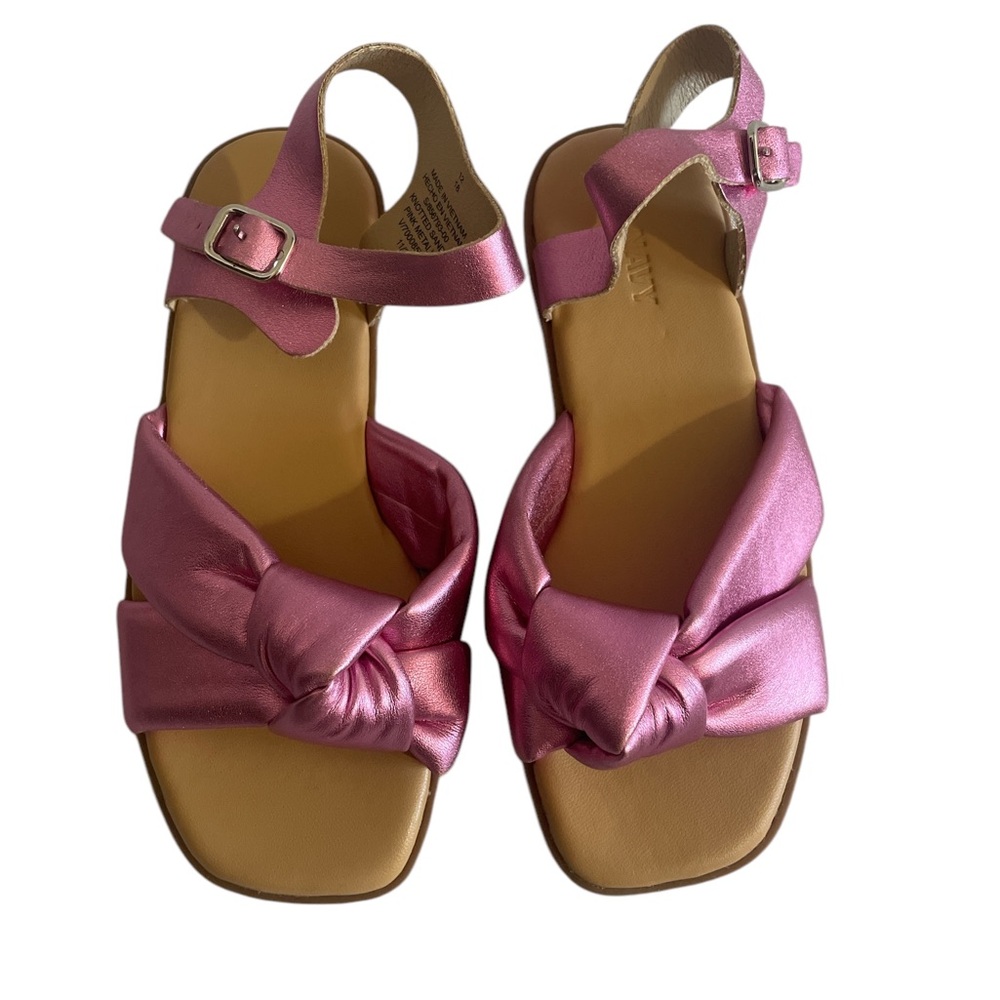 Old Navy Pink Sandals with Twisted Straps and Ankle Buckle Girl 12